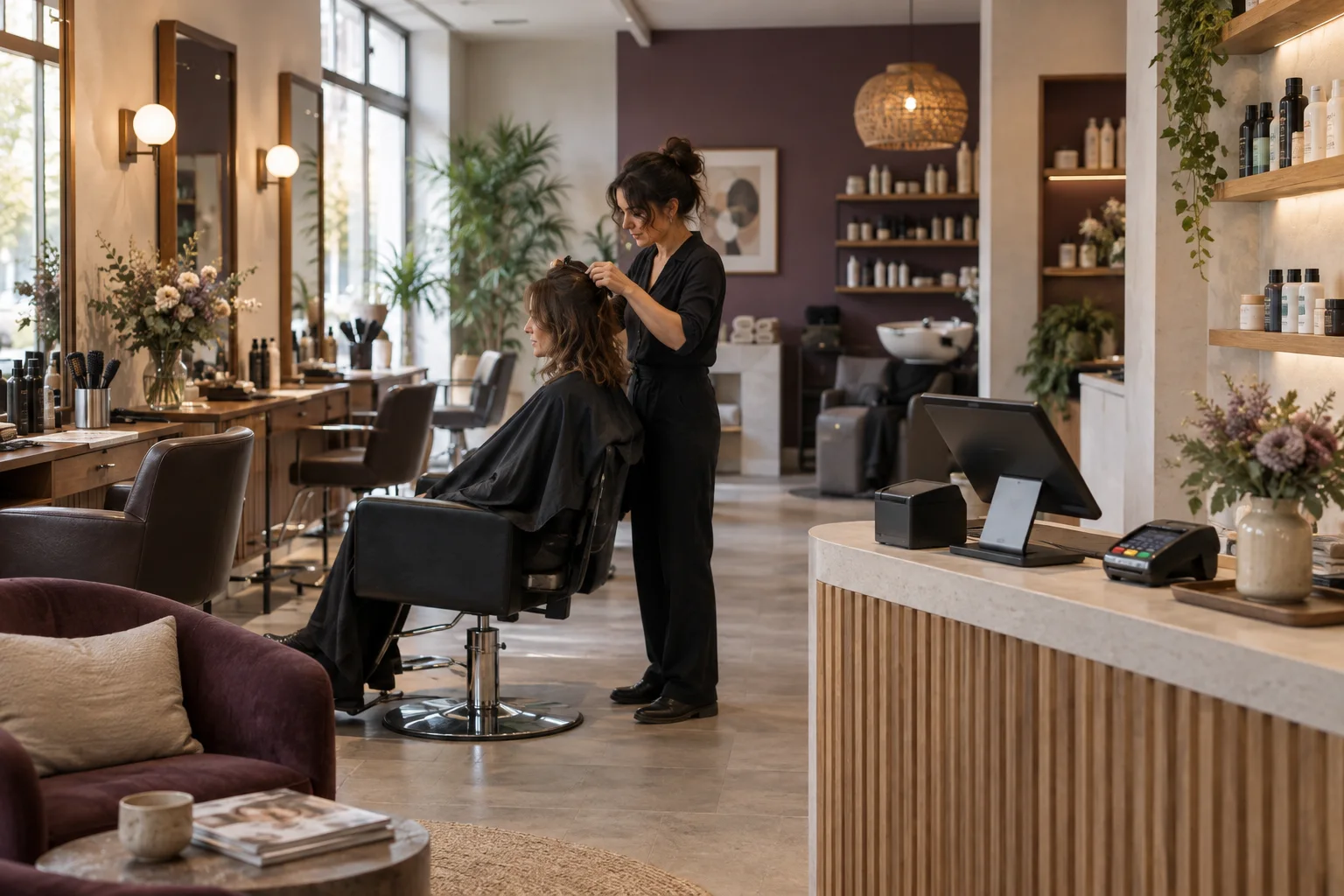Accueil d’un salon de coiffure indépendant